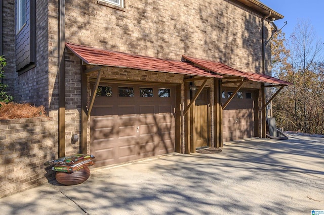 exterior space featuring a garage