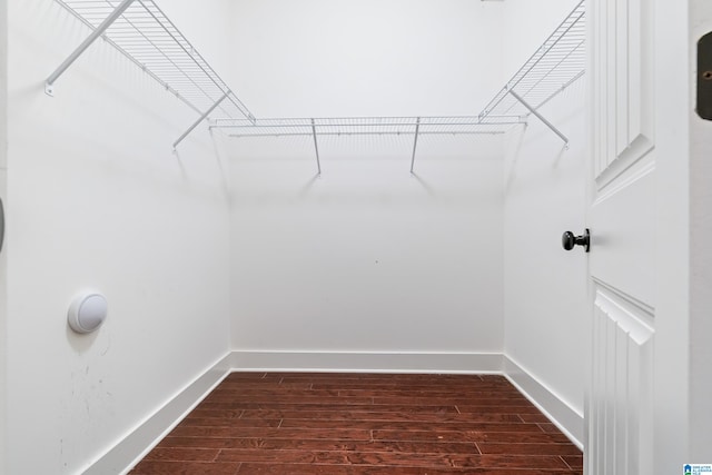 walk in closet featuring dark hardwood / wood-style flooring