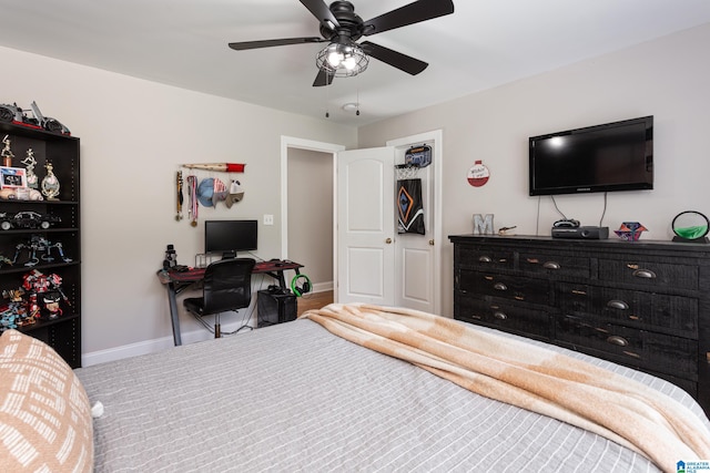 bedroom featuring ceiling fan