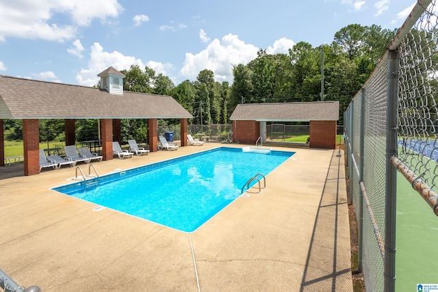 view of pool featuring a patio