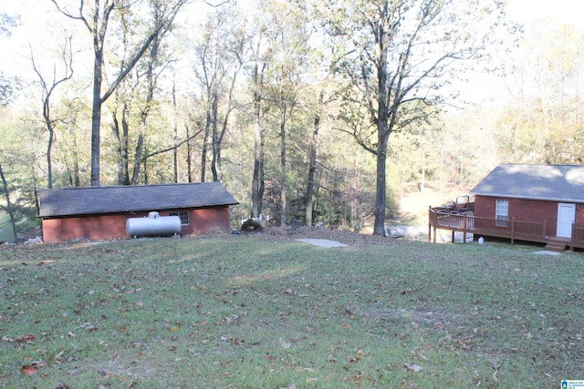 view of yard featuring a deck