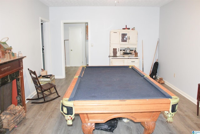 game room featuring pool table and light wood-type flooring