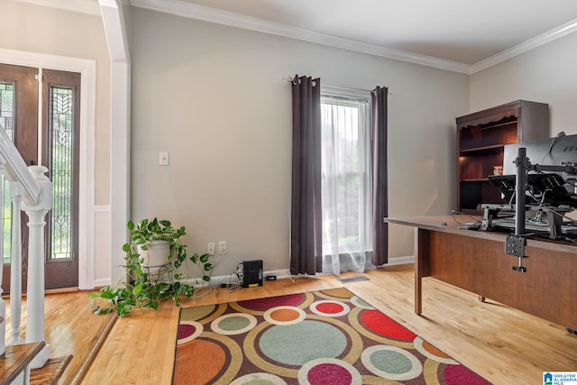 home office featuring light hardwood / wood-style flooring and plenty of natural light