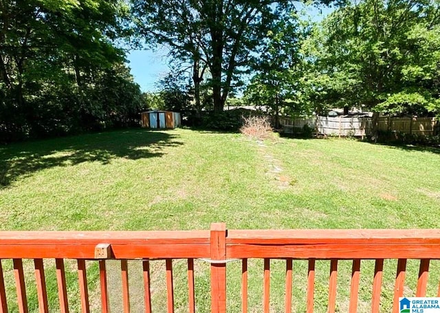 view of yard featuring a shed