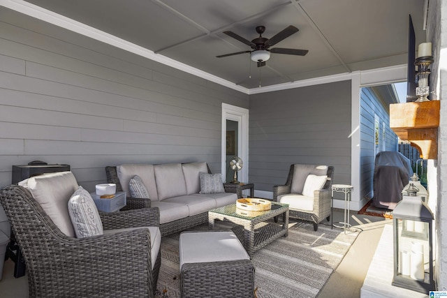 view of patio / terrace featuring outdoor lounge area and ceiling fan