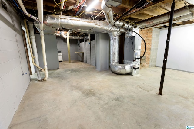 basement with heating unit