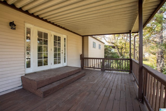 wooden deck with french doors