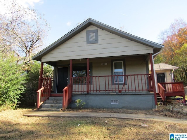 bungalow featuring a porch