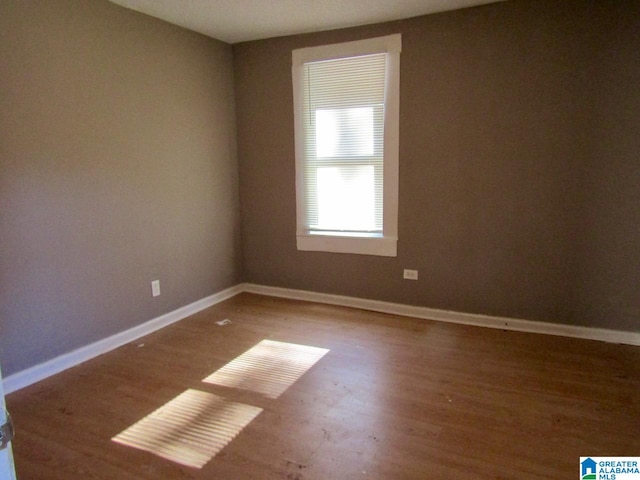 spare room featuring wood-type flooring