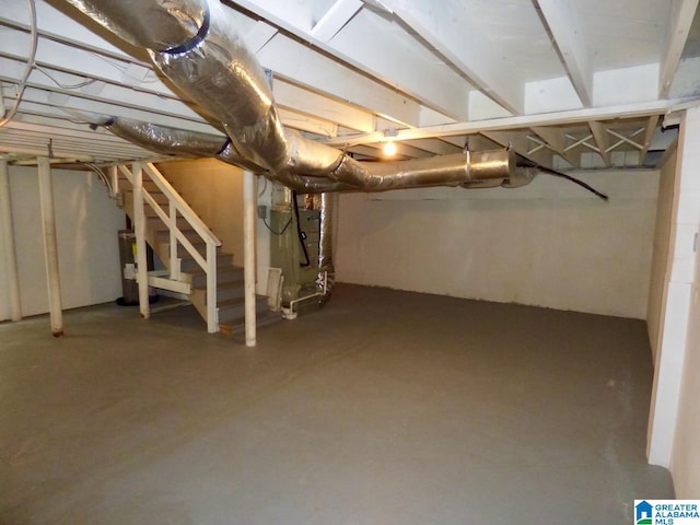 basement featuring water heater