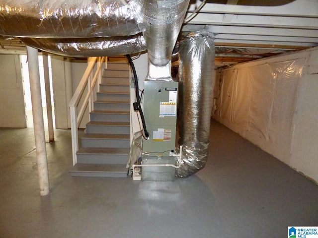 basement with heating unit