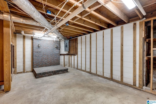 basement with electric panel