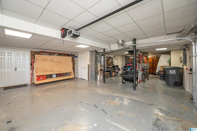 garage with a garage door opener