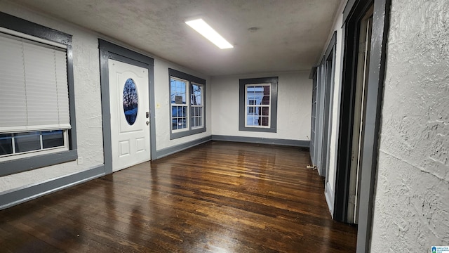 interior space with dark hardwood / wood-style flooring