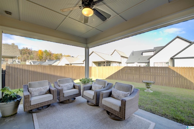 view of patio / terrace featuring ceiling fan