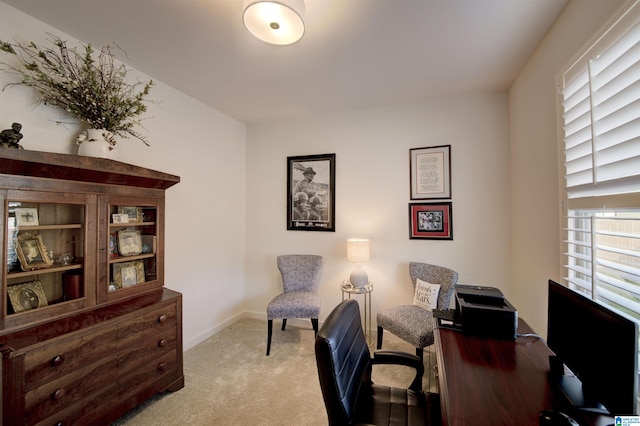 office featuring light carpet and plenty of natural light