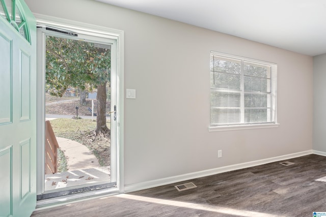 foyer entrance featuring dark hardwood / wood-style flooring