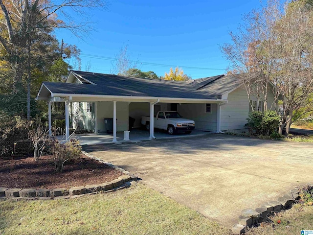 exterior space featuring a carport