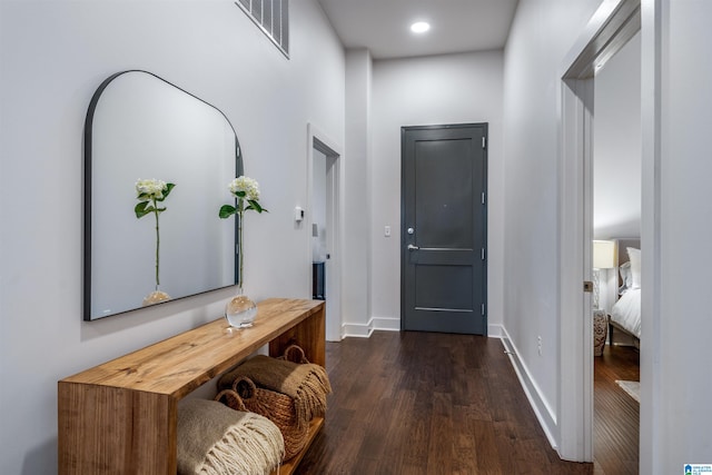 foyer entrance featuring dark hardwood / wood-style flooring