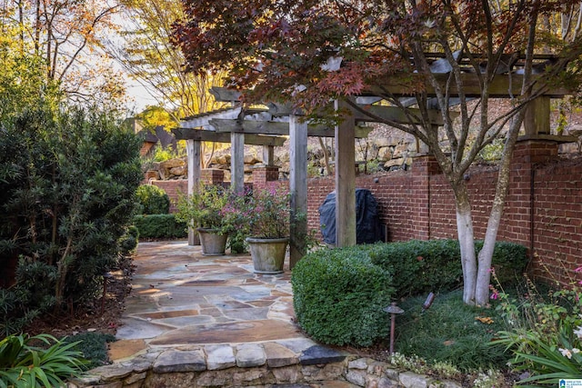 view of patio / terrace featuring a pergola