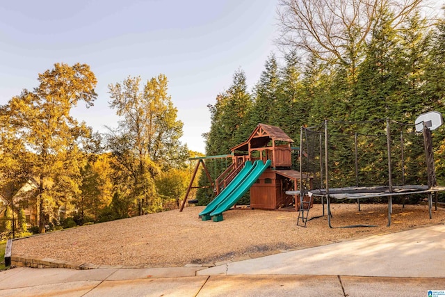 view of playground with a trampoline