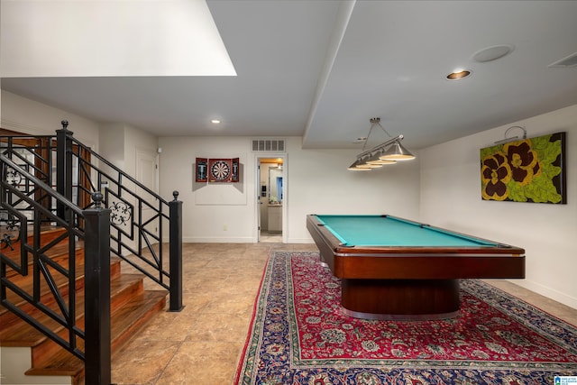 playroom with billiards