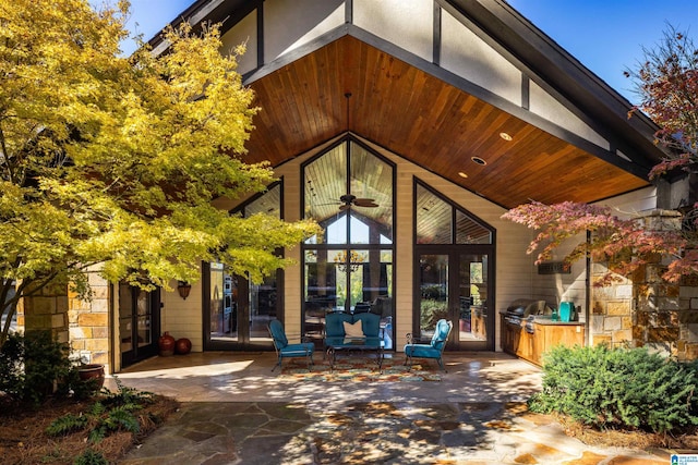 entrance to property featuring french doors