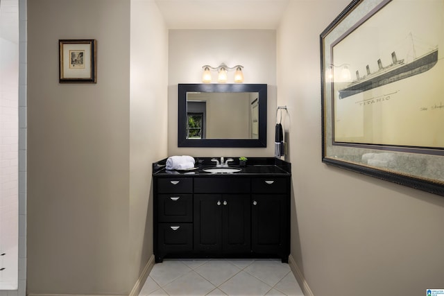 bathroom with vanity and tile patterned floors