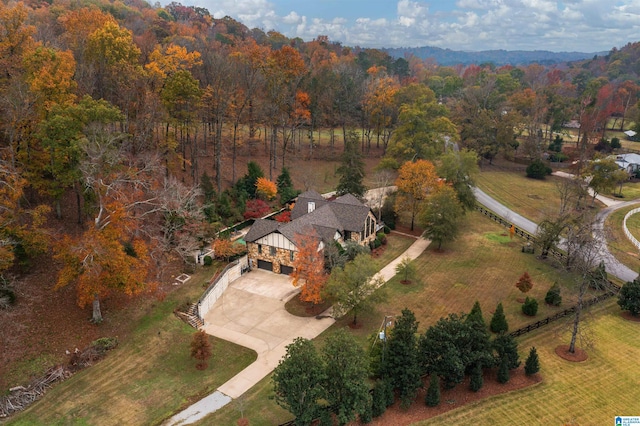 birds eye view of property featuring a rural view