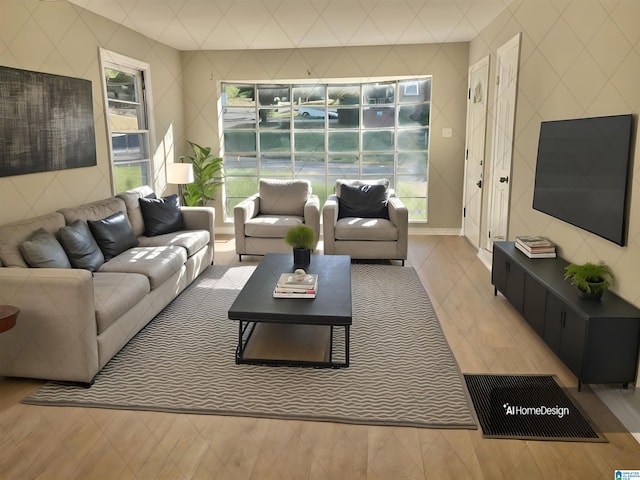 living room featuring a wealth of natural light