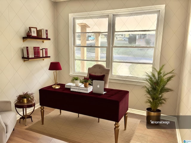 living area featuring light tile patterned flooring