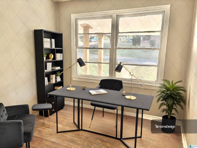 tiled home office featuring plenty of natural light