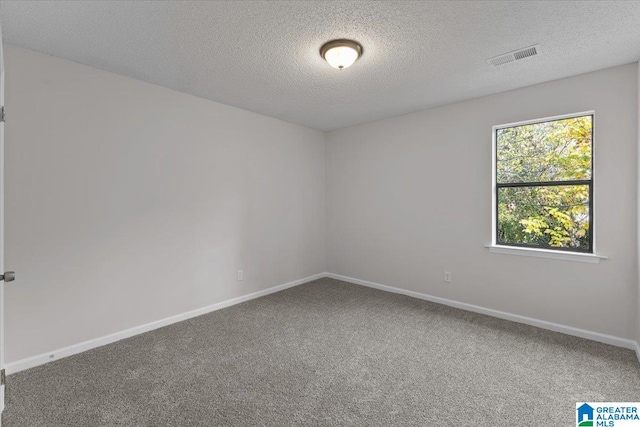 carpeted spare room featuring a textured ceiling