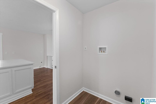 laundry area with electric dryer hookup, dark hardwood / wood-style floors, and hookup for a washing machine