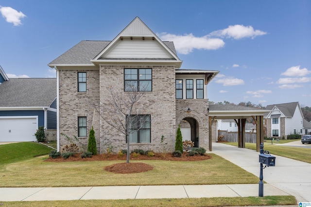 view of front of home with a front lawn