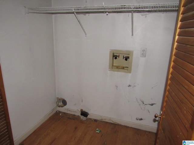 laundry room featuring wood-type flooring and hookup for a washing machine