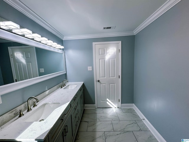 bathroom featuring vanity and crown molding