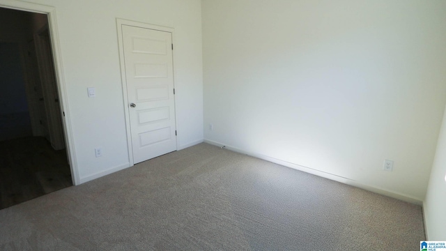 unfurnished bedroom featuring carpet flooring and a closet