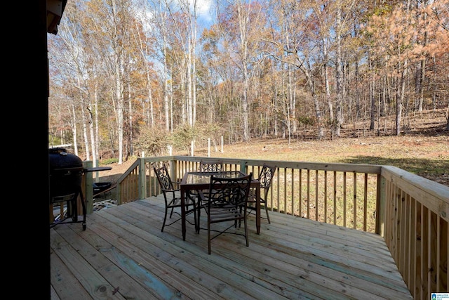 wooden terrace with grilling area