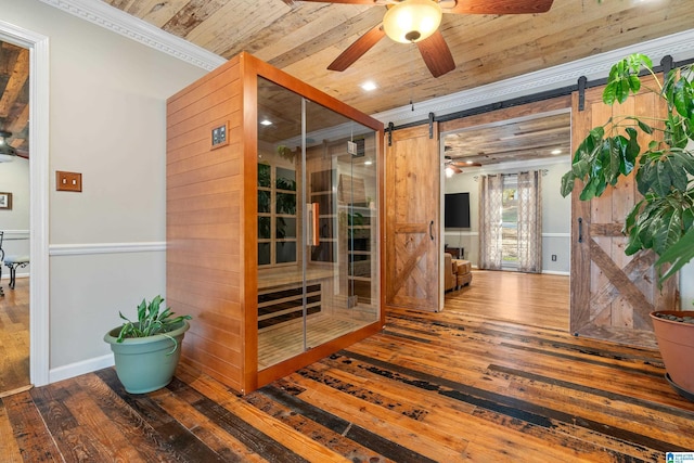 view of sauna featuring wood-type flooring