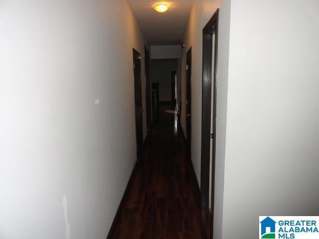 hallway featuring dark hardwood / wood-style flooring