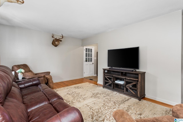 living room featuring light wood-type flooring