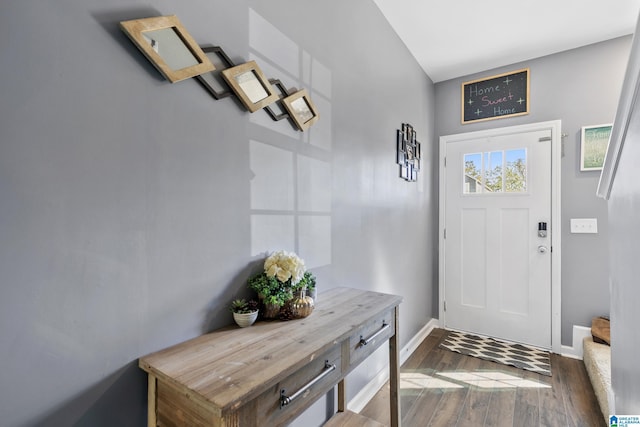 entrance foyer with dark hardwood / wood-style flooring