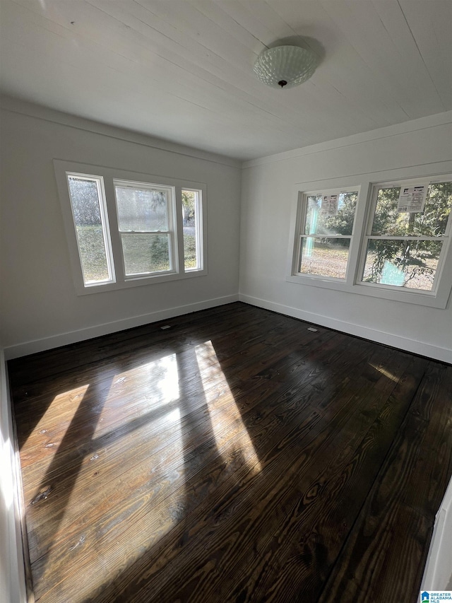 spare room with dark hardwood / wood-style floors