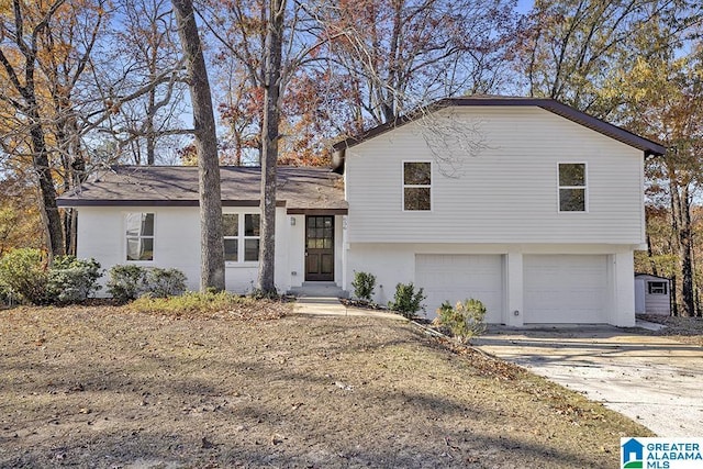 split level home with a garage