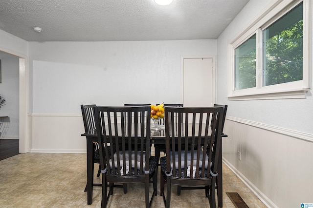 dining room featuring a textured ceiling