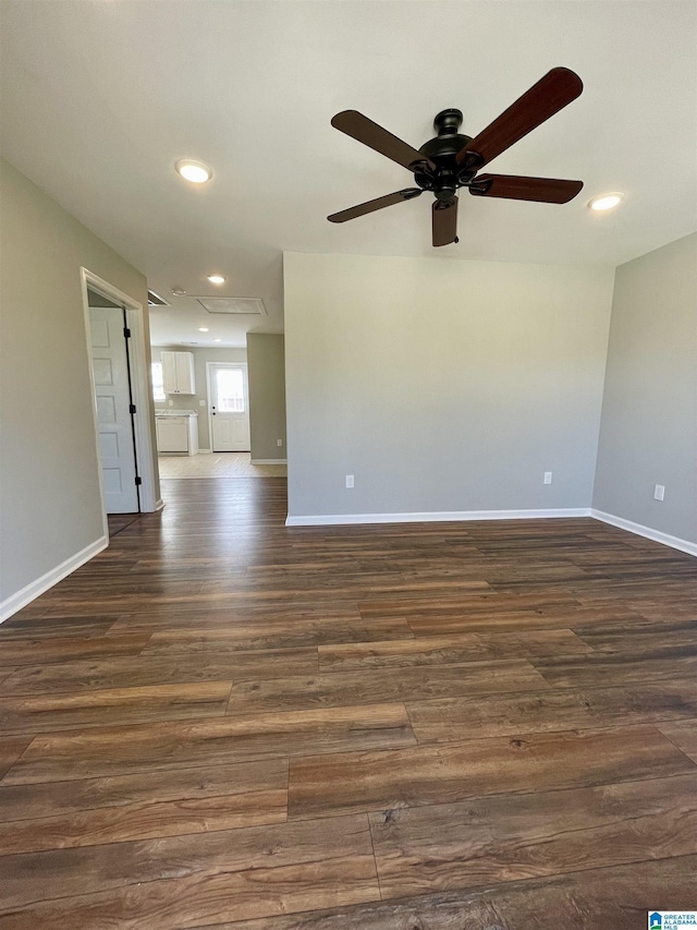 1304 3rd St SE, Cullman, AL 35055 - empty room featuring ceiling fan and dark hardwood / wood-style floors