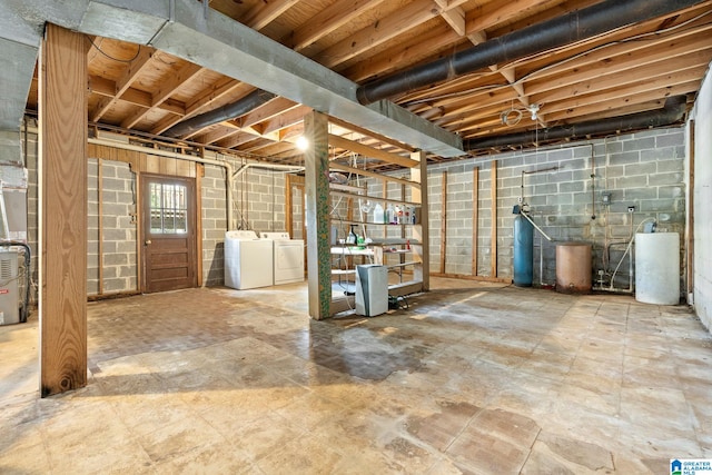 basement featuring washing machine and dryer