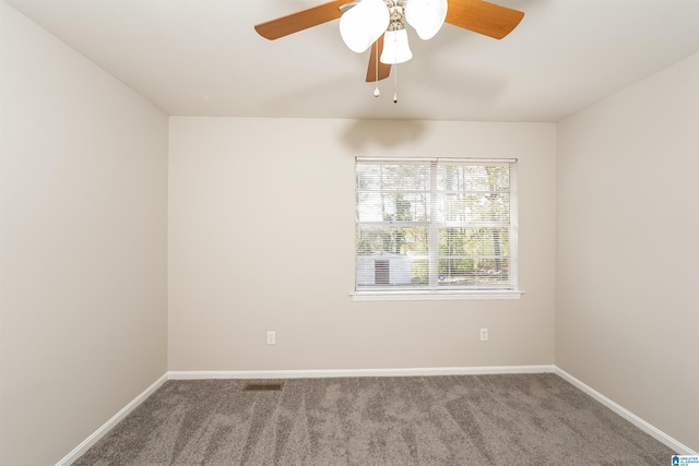 carpeted empty room with ceiling fan