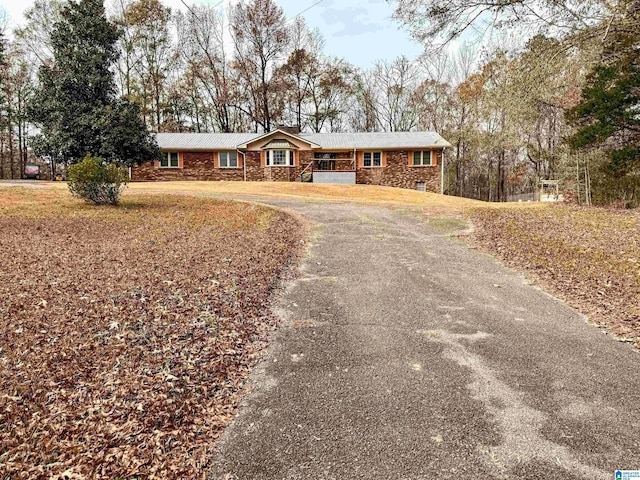 view of single story home